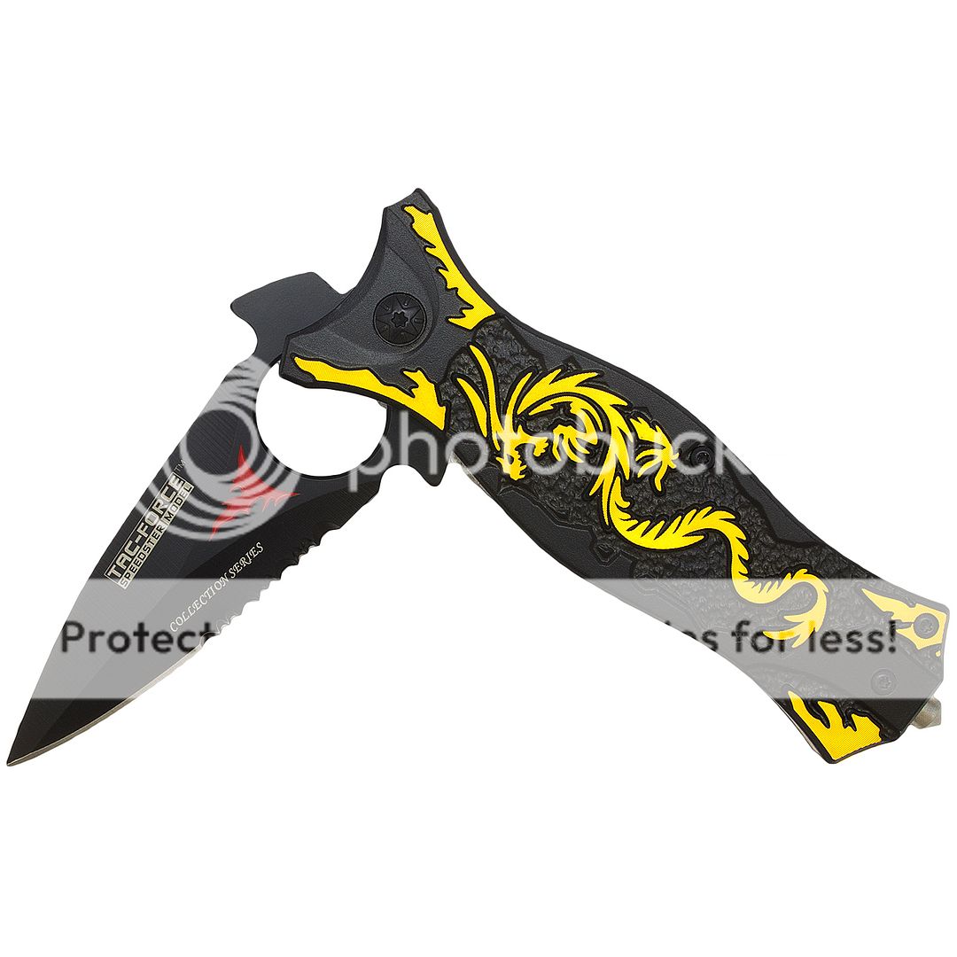 8" GOLD DRAGON TAC FORCE SPRING OPEN ASSISTED FANTASY FOLDING POCKET